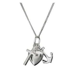 NICEANDnoble Kette mit Anhänger 925er Silber Anhänger Glaube, Liebe, Hoffnung 3-teilig mit Panzerkette, Anhänger besteht aus drei einzelnen Teilen