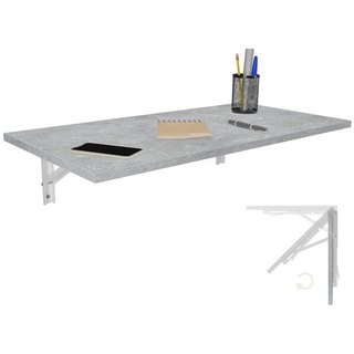 KDR Produktgestaltung Klapptisch Wandklapptisch Esstisch Küchentisch Schreibtisch Wand Tisch Klappbar, Beton silberfarben|weiß