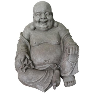 Buddha Happy 24 Cm Hellgrau Fibreclay Tonfaser - stonE'lite