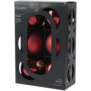 Decoris Weihnachtskugeln Glas Ø 8 cm Rot Mix 6-teilig