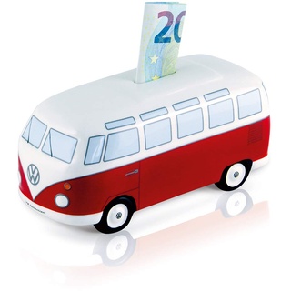 VW Collection - Volkswagen Spar-Büchse-Schwein-Dose im T1 Bus Samba Design (Classic Bus/Rot)