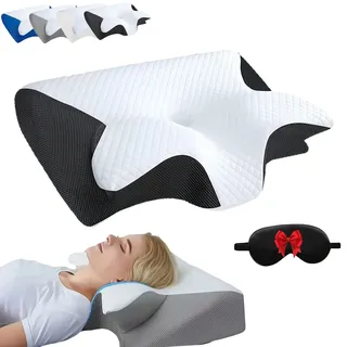 Generisch Curo Sleep Kissen Original, Curo Sleep Pillow, Ergonomisches, OrthopäDisches Nackenkissen Aus Memory-Schaum – Bietet UnterstüTzung FüR Seiten-, RüCken- Und Bauchlage, Waschbar (Black)