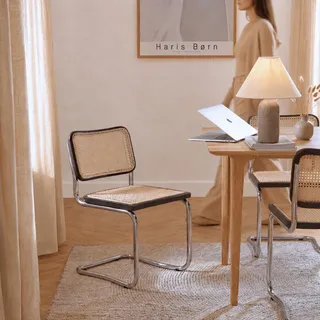 Haris Børn® Design Freischwinger Wiener Geflecht (6er Set) Schwarz – Handgefertigt in Italien - Hochwertige Rattan Stühle - Freischwinger Stühle in Rattan Stuhl Optik - 30 Tage risikofrei testen