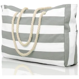 Strandtasche mit Reißverschluss Big Bag Badetasche Einkaufstasche Groß Beach Bag Schwimmtasche Einkaufstasche Faltbar Strandspielzeug Tasche Sauna Tasche Wasserfeste Reisetasche XXL für Familie - 50 cm x 15.5 cm x 37.5 cm