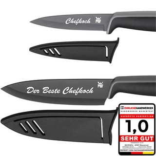 Premium WMF Touch Messerset 2-teilig, Küchenmesser mit Schutzhülle, Personalisierte Geschenke, Kochmesser, Messer Küchenmesser schwarz inkl. Wunsch Gravur