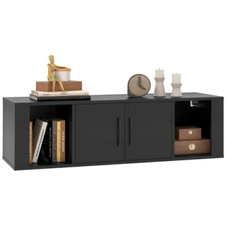 COSTWAY Hängeschrank mit 4 Fächern & 2 Türen Lowboard für Fernseher, 108cm schwarz