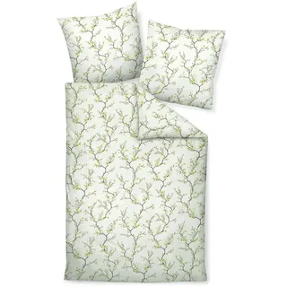 Janine Bettwäsche Chinchilla, Grün, Hellgrün, Textil, Floral, 135x200 cm, Textiles Vertrauen - Oeko-Tex®, pflegeleicht, atmungsaktiv, hautfreundlich, angenehm wärmend, saugfähig, schadstoffgeprüft, Schlaftextilien, Bettwäsche, Bettwäsche, Flanell-Bettwäsche