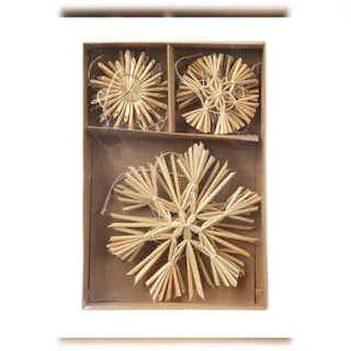Christmas Decorations 9x Christbaumschmuck Stroh 6-12cm Schneeflocke Figur Weihnachtsbaum Anhänger Weihnachten Weihnachtsbaumschmuck Eiskristall Stern Strohstern Natur