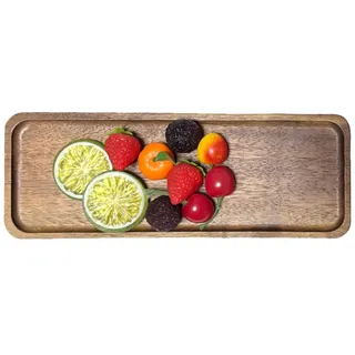 Barrimen- Deko Tablett länglich aus Akazienholz 29x10,5cm – Kerzenteller Holz, Schmuckteller & Jewelry Tray für Kerzen, Schmuck & Wohnaccessoires