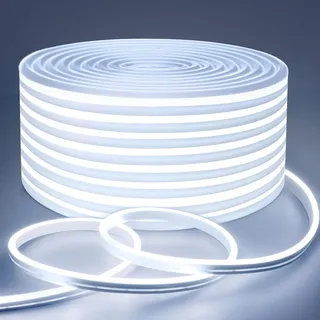 Lamomo LED Streifen 5M, Neon Dimmbar LED Strip, Weiß Wasserdicht 6000K Led Leiste, Silikon Flexibel Outdoor Lichtleiste, Flexibel Indirekte Beleuchtung für Innen Aussenbereich Heim Küche Deko