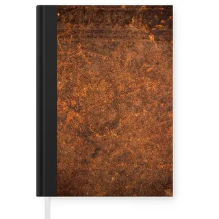MuchoWow Notizbuch Leder - Textur - Braun - Orange, Notebook, Notizblock a5, Tagebuch, Journal Liniert braun