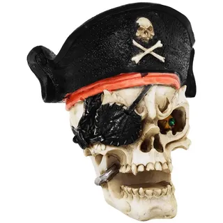 MystiCalls Dekofigur Totenkopf mit Piratenmütze - Halloween, Deko, Figur, Pirat (1 St), Perfekt zu jedem Anlass - Geburtstag, Weihnachten, Halloween beige
