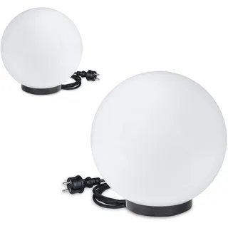 Kugelleuchte Kugellampen Aussenleuchten 2er Set 20/30cm weiß E27 IP44 Lampenset