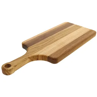 Schneidebrett Nussbaum, Eiche & Esche poliert mit Griff 37 x 15 x 2 cm
