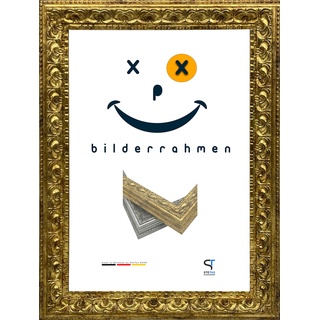 SteTas Bilderrahmen Barock | Gold mit Ornament/Verzierung | 50 x 75 cm | Happy Frame Barock | Acrylglas | Fotorahmen | Kunststoffrahmen | Made in Germany