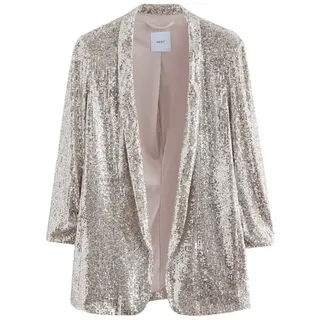 Next Jackenblazer Blazer mit gerafften Ärmeln und Pailletten (1-tlg) silberfarben 38 (GB: 10)
