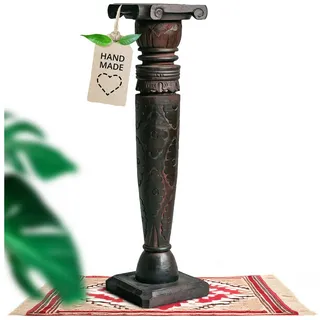 livasia Dekosäule Balinesische Säule aus Holz gemustert, handgefertigt, antik braun 80 cm