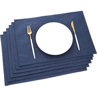 Platzset, Tischset Stoff Platzset Leinen Platzdeckchen 48 x 33 cm, Coonoor, (4-St) blau