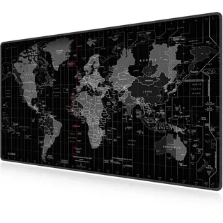 LL-COEUR Weltkarte Große Mousepad mit Vernähte Kanten 1000x600x3mm Erweitertes Mauspad Tastaturunterlage Large Tischunterlage mit rutschfeste Gummibasis XXXL