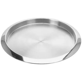 VOSSBACH Servierplatte Serviertablett Frühstückstablett Dekotablett Kellnertablett, Edelstahl, (1-tlg), Rund ø 35 cm Silber