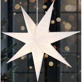 BRUBAKER LED Stern 3D Weihnachtsstern zum Aufhängen - LED Papierstern mit Timer, Batteriebetrieben und Beleuchtet, LED fest integriert, Warmweiß, 60 cm Adventsstern mit modernem Muster - Leuchtstern Deko Weihnachten weiß