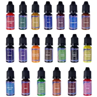 Gvolatee Kerzenfarben - 20 Farben Flüssig Kerzenfarbe für DIY Kerze, Kerzenherstellung - Hochkonzentriert Kerzenwachsfarbe Dye auf Gelwachs - je 10ml