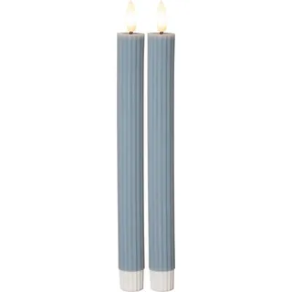 STAR TRADING LED-Kerze "Flamme Stripe" 2-flammig, Kunststoff, blau, warmweiß, IP20 (ja) blau