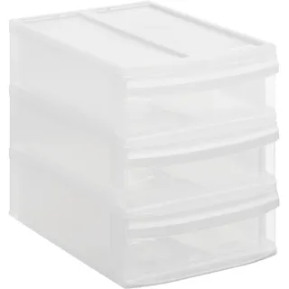 Rotho Systemix Schubladenbox 3 Schübe Büro Organizer aus PP Transparent | Ausziehbare Schublade Küche, 3 herausziehbare Schübe, stapelbar, transparente Inhalte, Gummifüße für einen sicheren Halt