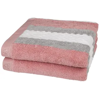 Ross Walk-Frottier Handtücher Harmony Streifenfond Handtuch 50x100 cm | altrose - pink