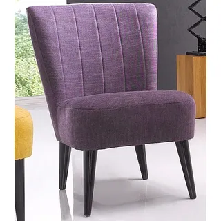 Cocktailsessel OTTO HOME "Jan", lila (violett), B:65cm H:88cm T:78cm, Struktur ( 85% Polyester, 15% Viscose ), Sessel, Cocktailsessel, mit Wellenunterfederung, Massivholzfüße