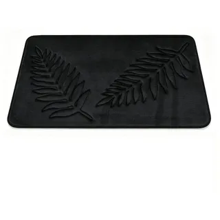 Diwzbyn Badematte Badematte aus Memory-Schaum, rutschfest, saugstark,Blättermotiv, Höhe 40 mm schwarz