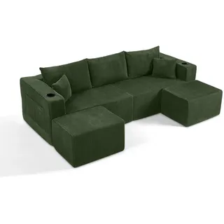 ComfortXL Wohnlandschaft, Grün, Textil, 138x75x230 cm, Wohnzimmer, Sofas & Couches, Wohnlandschaften, Wohnlandschaft U-Form