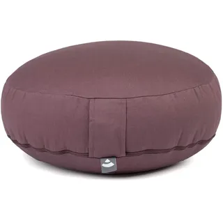 Bodhi Meditationskissen Rondo ECO extra flach | Bodenkissen mit Bio Dinkelfüllung | Bezug aus 100% Baumwolle | Yogakissen mit 15,5 cm Sitzhöhe | Waschbarer Bezug mit Trageschlaufe | Dusty Purple