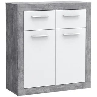 Newroom Kommode Betonoptik Lichtgrau 83 cm, Kommode Betonoptik Lichtgrau Modern Sideboard Highboard Wohnzimmer grau
