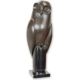 Casa Padrino Luxus Bronze Deko Figur Eule Bronze / Schwarz 15 x H. 44 cm - Bronze Deko Skulptur - Schreibtisch Deko - Deko Accessoires - Luxus Acce... - Bronze/Schwarz