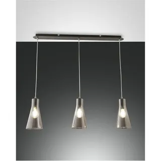 Fabas Luce Dafne 3-flg. 40W 60 cm rund schwarz/rauchglas