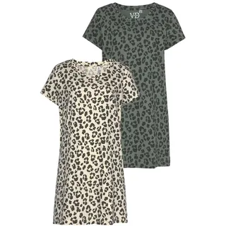vivance dreams by lascana Sleepshirt mit Leo-Muster ecru-schwarz-gemustert 36/38