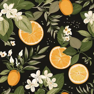 VEELIKE Tapete Blumen Zitrone Schwarz Blumentapete Vintage Fototapete Blumen Zitrusfrüchte 44.5 cm × 300 cm Mustertapete Selbstklebende Tapete Blätter Tapeten Wohnzimmer Küche Badezimmer Abnehmbar