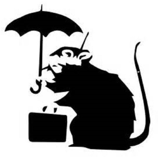 Mäuseloch "Kleine Banksy-Ratte mit Regenschirm", Wandaufkleber für Bodenleisten, Vinyl-Aufkleber, 11 cm x 5 cm