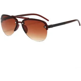 Leichte für aviator Sonnenbrille für Herren, Halbrahmen mit UV-Schutz Kat.2, für robuste PC Gläser für Motorrad und Alltag, Moderner Look Schwarz Halblose Pilotenbrille(C)