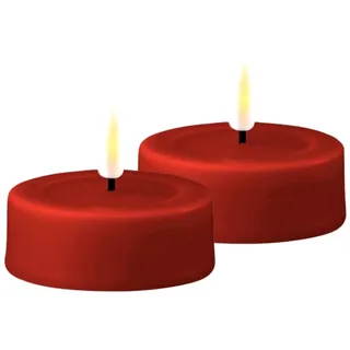 Deluxe Homeart Flammenloses LED-Jumbo-Teelicht-Set für den Innenbereich, mit Real FlameTM-Technologie, batteriebetriebene Kerze (rot)