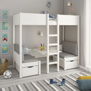 OTTO home Etagenbett TIPO 90 x 200 cm Kiefer massiv lackiert weiß
