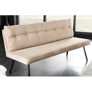 riess-ambiente Sitzbank BIG GEORGE 160cm champagner beige - Samt, Strukturstoff, Metall-Beine (Einzelartikel, 1-St), mit Taschenfederkern & Rückenlehne – ideal für Esszimmer oder Küche beige