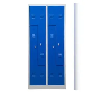 PROREGAL Garderobenspind Camel | 4-Fächer-Z-Design| HxBxT 180x80x50 cm | Vorhängeschloss | Grau-Blau