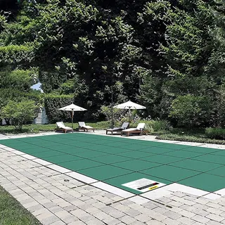 VEVOR Pool Abdeckplane 5,5 x 10,4 m, passend für 4,9 x 9,8 m große, rechteckige, in den Boden eingelassene Winterabdeckplane, grünes Netzgewebe, solide Pool-Sicherheitsabdeckung für Schwimmbad