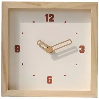 Wanduhr, Batteriebetrieben, Modische Quadratische Minimalistische Holzuhr, Geräuschlos, Modern, Dekorativ