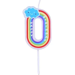 Regenbogen-geburtstagskerze Mit Der Zahl „0“