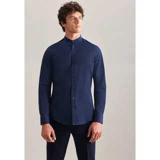 Seidensticker Businesshemd "Schwarze Rose", Herren, Gr. S (38), normale Ärmellängen, blau (dunkelblau), 100% Baumwolle, unifarben, slim fit, 2-Knopf-Manschette, Hemden, Slim 1/1 Stehkragen Uni