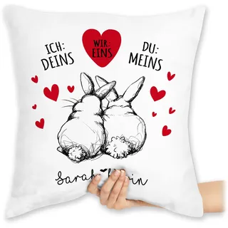 Kissen 40x40 Zierkissen - Partner Ideen - Hasen Liebeserklärung - 40 x 40 cm - Weiß - pärchenkissen päärchenkissen valentinstag hase pillow partnerpillow pärchenkisse paar liebe pärchen