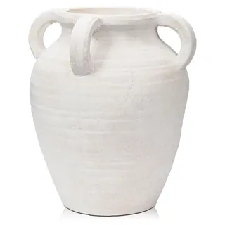 Handgefertigte Terracotta Blumenvase 25CM - Creme